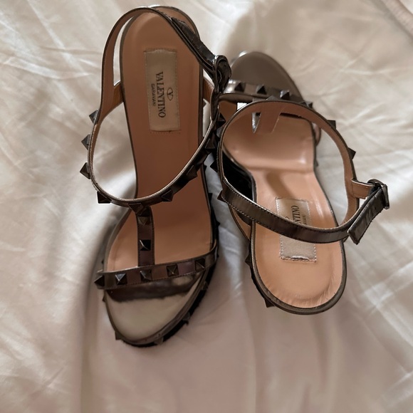Valentino Metallic Studded Sandal Wedge SOLD - Picture 9 of 11
